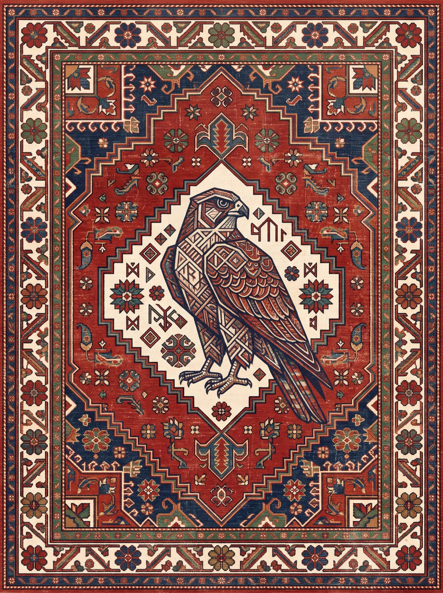Kırmızı zeminli bambu halı