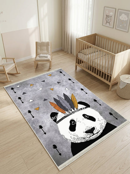 Panda desenli bebek odası halısı