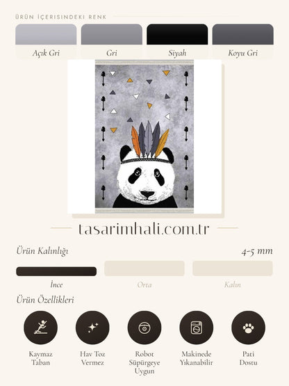 Panda desenli çocuk şönil halısı özellik bilgi kartı
