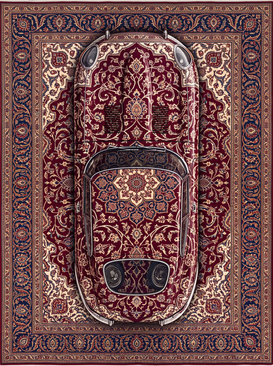 Bordo ve Krem Klasik Otomobil Klasik Otomobil Bambu halı deseni MS-0290