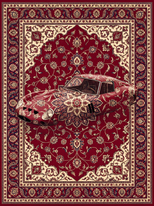 Bordo ve Krem Klasik Otomobil Klasik Otomobil Bambu halı deseni MS-0310