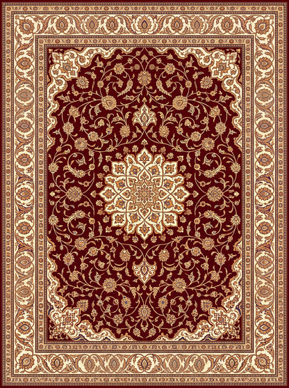 Bordo ve Krem Madalyonlu Hereke Bambu halı deseni MS-0018