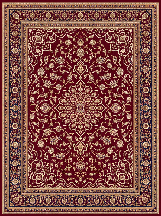Bordo ve Krem Madalyonlu Hereke Bambu halı deseni MS-0026