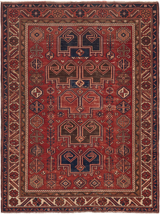 Bordo ve Lacivert Geometrik Uşak Bambu halı deseni MS-0083