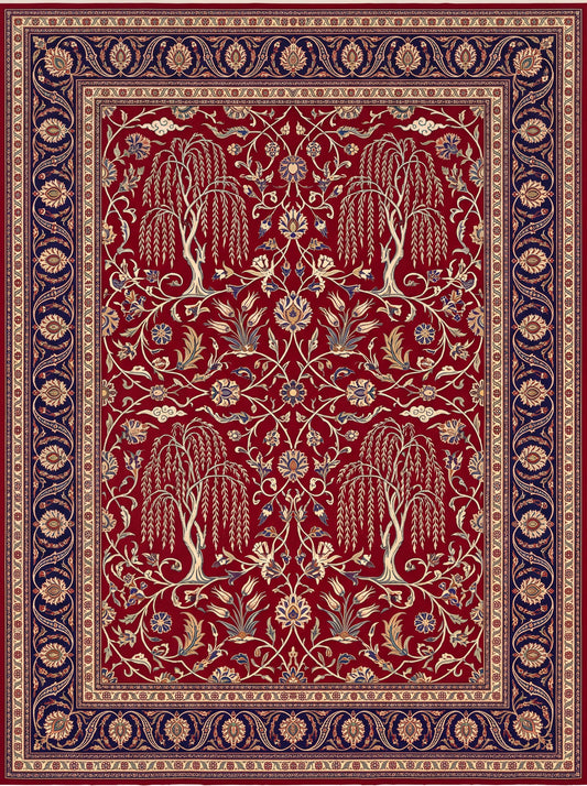 Bordo ve Lacivert Madalyonlu Hereke Bambu halı deseni MS-0024