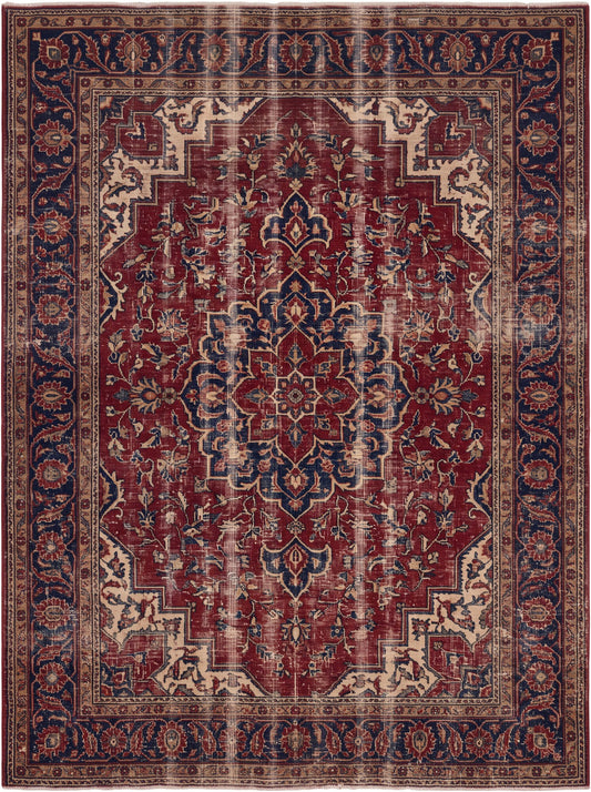 Bordo ve Lacivert Madalyonlu Retro Bambu halı deseni MS-0214
