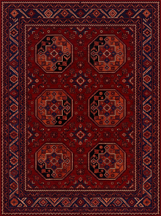 Bordo ve Siyah Fil Ayağı Afgan Bambu halı deseni MS-0254
