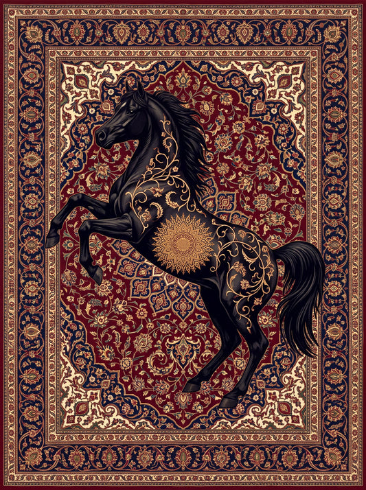 Bordo ve Siyah Silüet Figürlü Silüet Figürlü Bambu halı deseni MS-0327