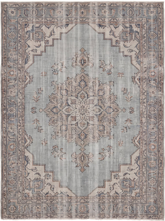 Gri ve Krem Madalyonlu Vintage Şönil halı deseni TH-103