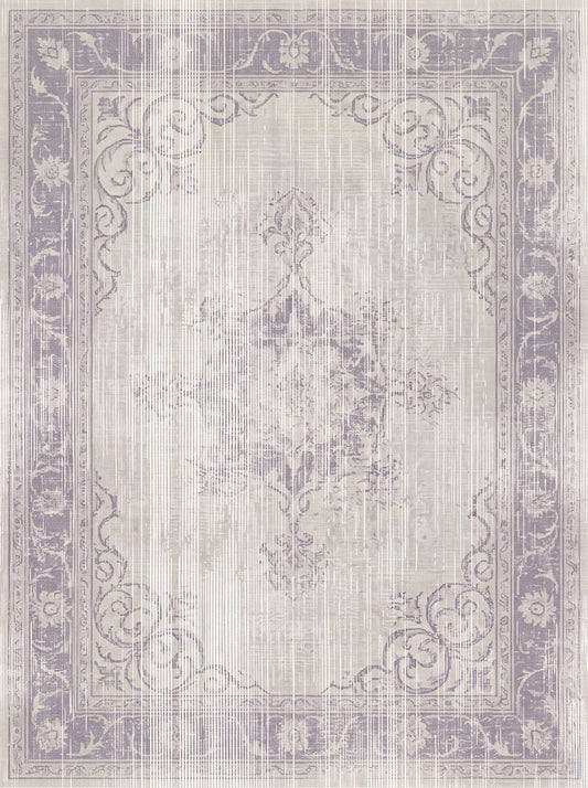 Lila ve Açık Gri Madalyonlu Vintage Şönil halı deseni TH-051