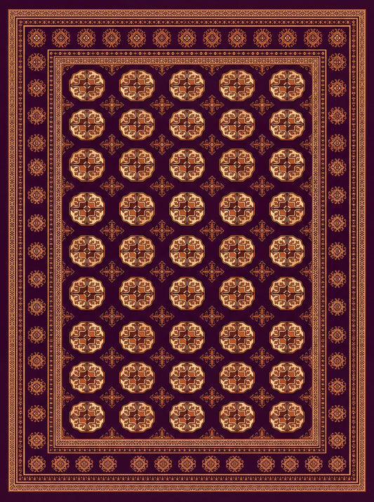 Mürdüm ve Altın Fil Ayağı Afgan Bambu halı deseni MS-0255